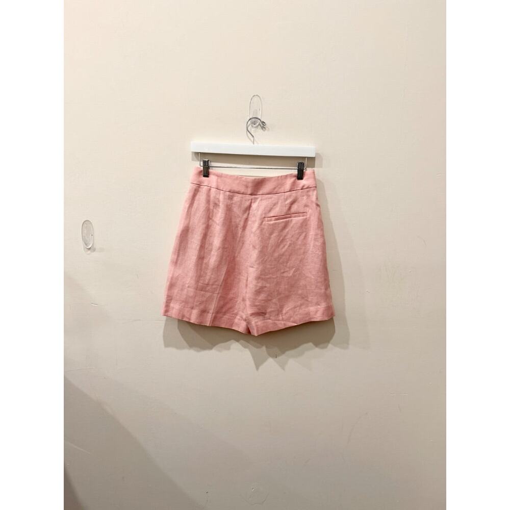 NWT L'Academie by Marianna Carinne Linen Pleated Bermuda Short Blush Pink Small - Picture 3 of 6